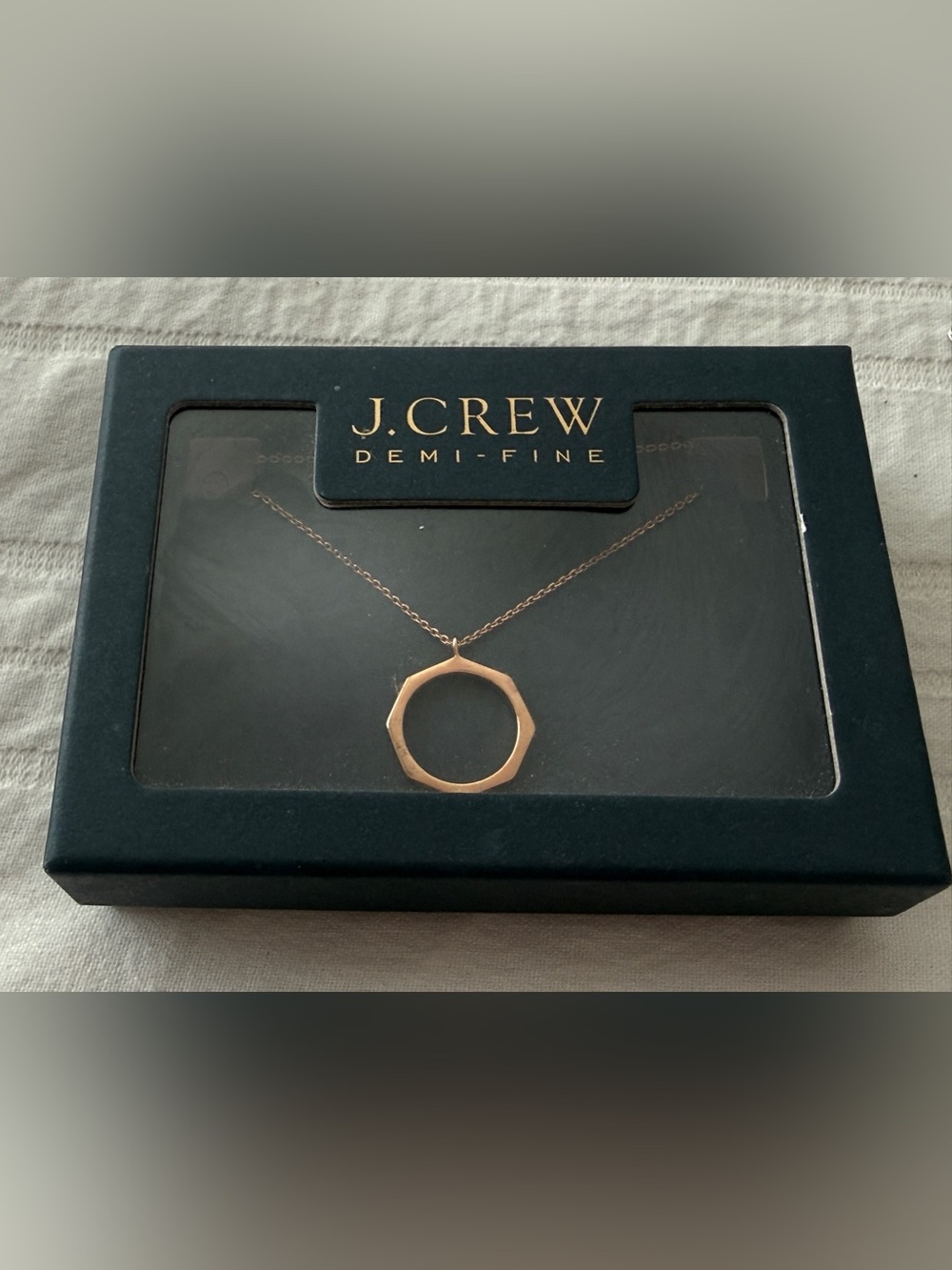 JCREW NWB, DEMI-FINE Octagon CHARM PENDANT Chain Gold Plated 925